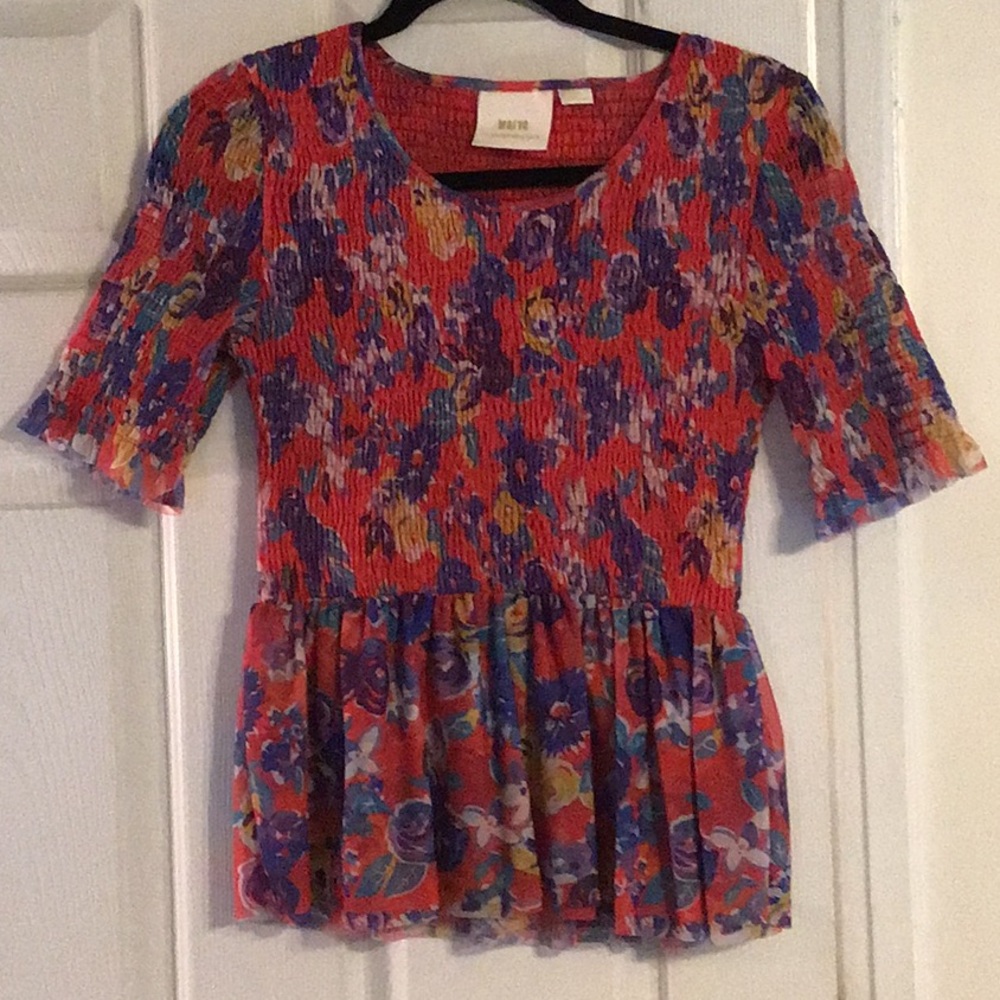 Anthropologie ‘Maeve’ smocked sheer top